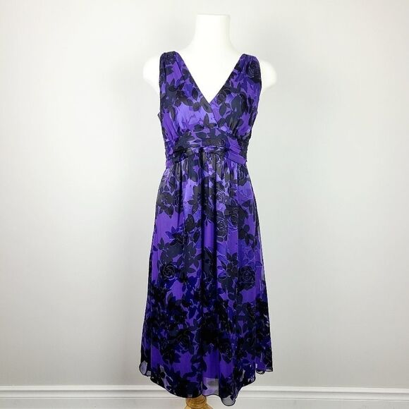 RIPE maternity silk blend empire waist midi dress Medium - Picture 2 of 16